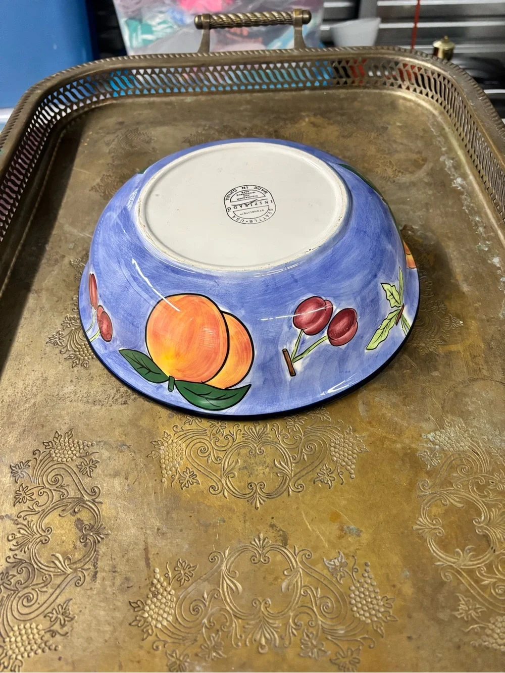 Inspirado Stonelite Peach, Cherries & Hibiscus Large Bowl